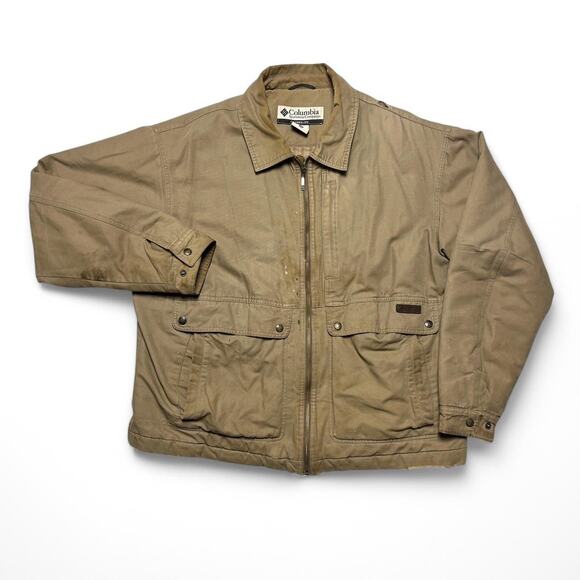 Columbia Sportswear Vintage Distressed Canvas Khaki Workwear Jacket XL